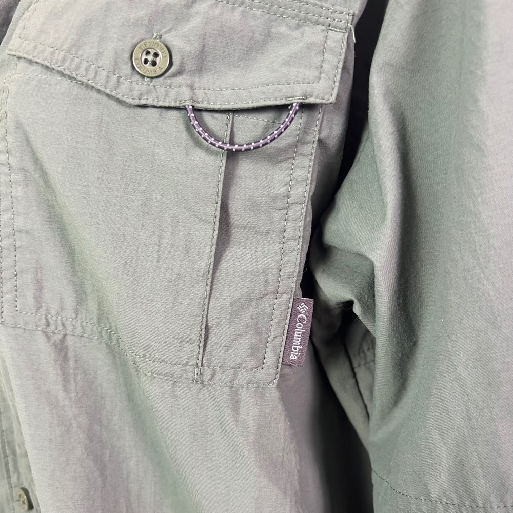 Columbia PFG Fishing Shirt Large Sage Green Omni-Shade Hiking Utility Gorpcore - Picture 3 of 12